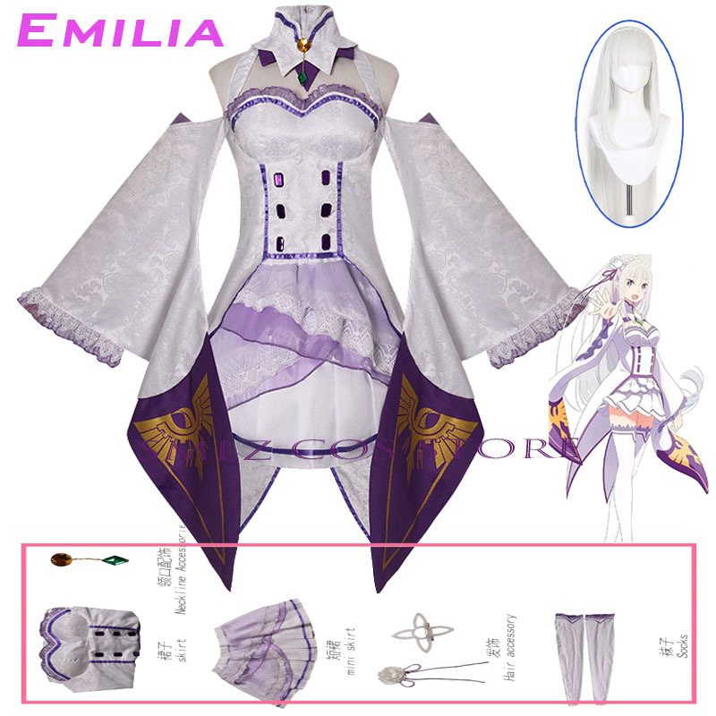 Anime Cosplay Women - Fantasia de Cosplay Emilia do Anime