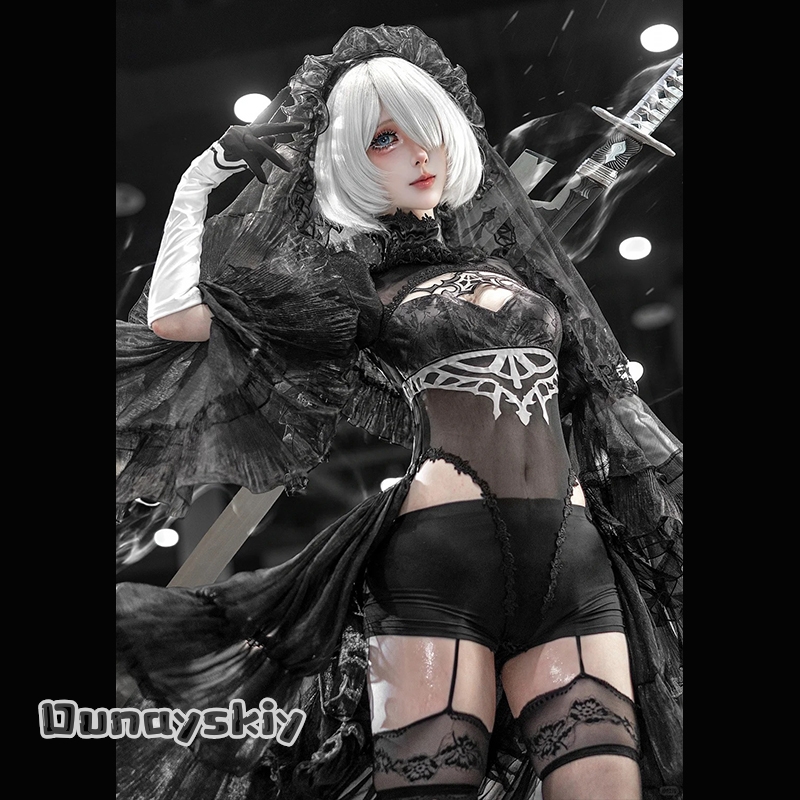 Anime Cosplay Photoshoot - 825NieRAuomta 2B Fanart Maid Outfit Cosplay