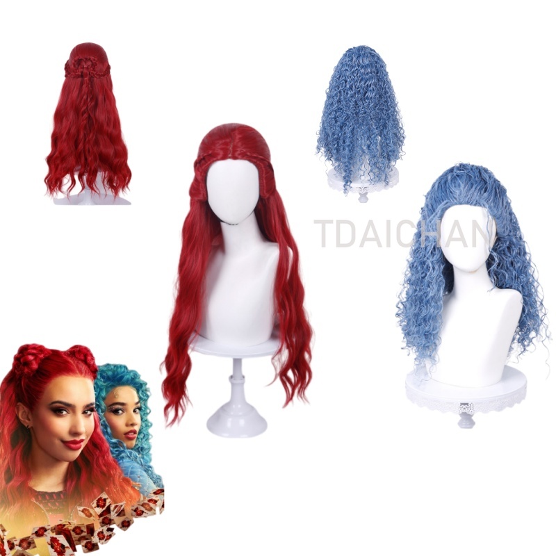 Peruca Cacheada Vermelha para  - Anime Cosplay Red Hair avaliação e preço