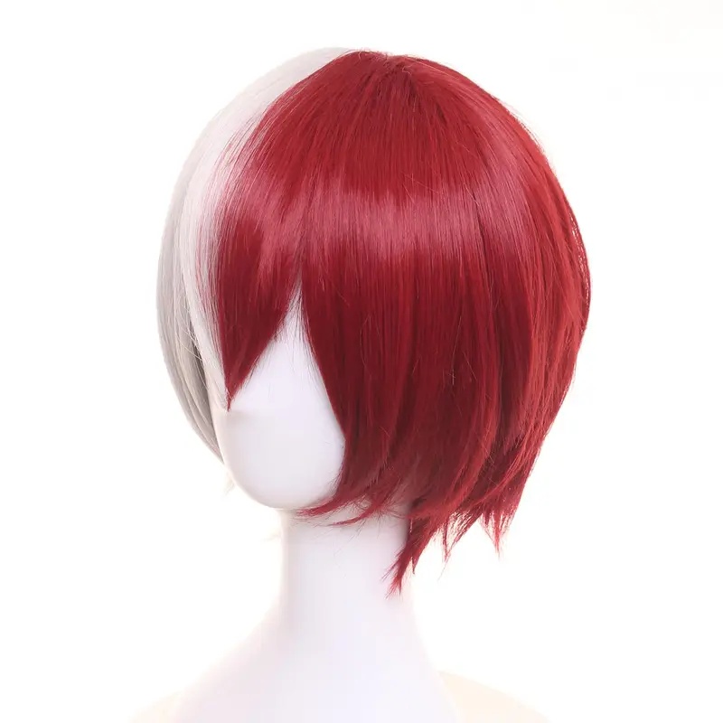Peruca Curta Branca e Meio Ver - Anime Cosplay Red Hair avaliação e preço
